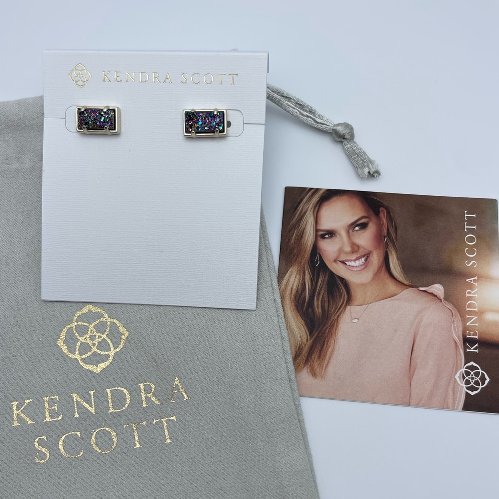 Kendra Scott Paola Gold Earrings with Drusy Stones 🦄
